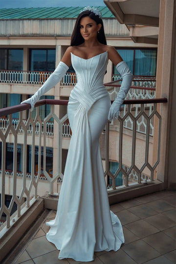 Trendy White Mermaid Evening Gown JTE702