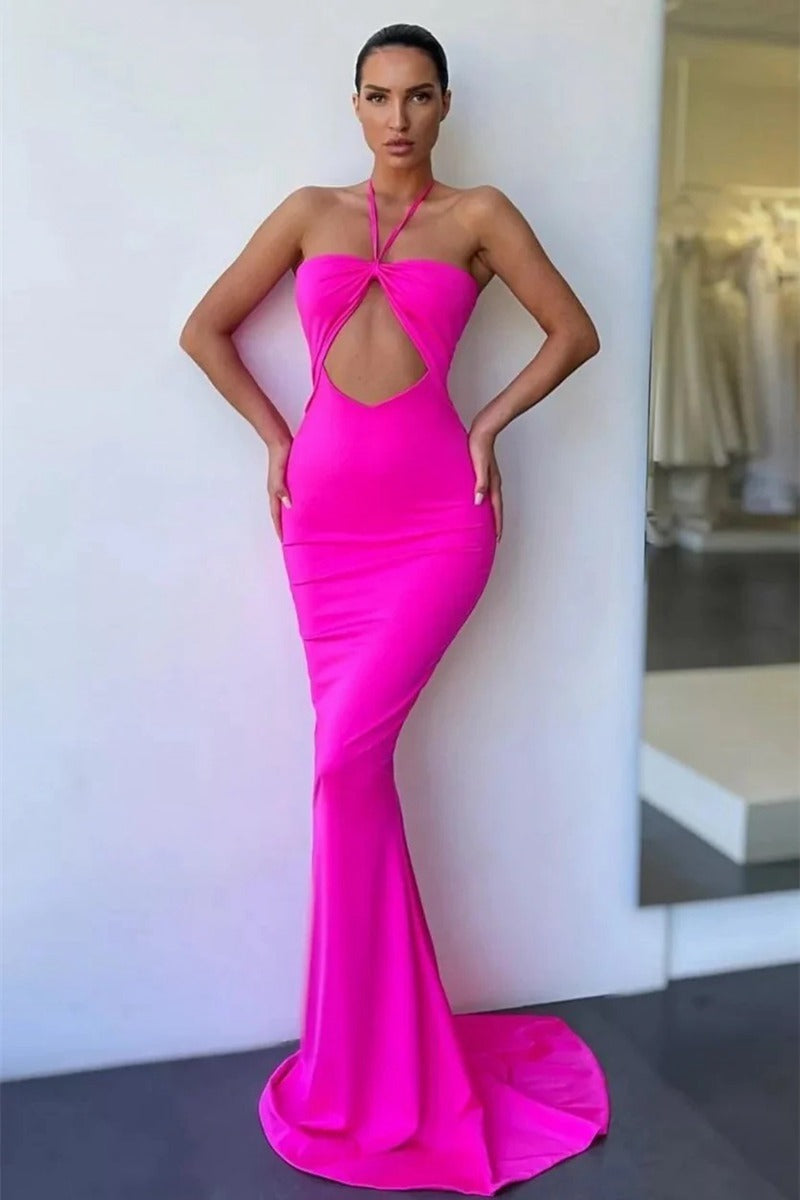 Trendy Fuchsia Mermaid Evening Gown JTE841