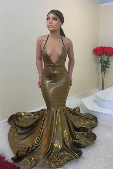 Trendy Sexy V-neck Straps Mermaid Prom Gown JTE871