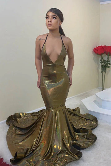 Trendy Sexy V-neck Straps Mermaid Prom Gown JTE871