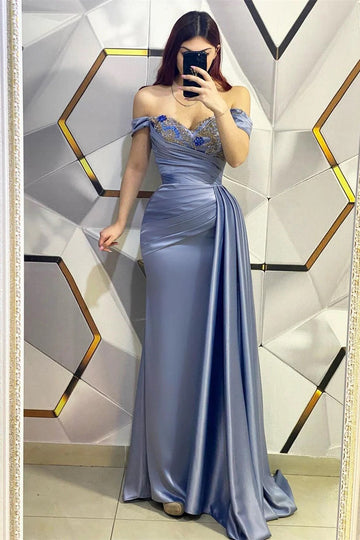 Sweetheart Gray Sweetheart Satin Beading Mermaid Evening Gown JTE910