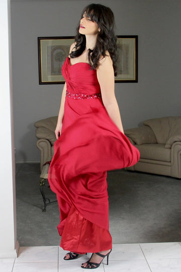 Trendy Red Plus Size Sweetheart Junior Chiffon A-line Prom Gown JTE915