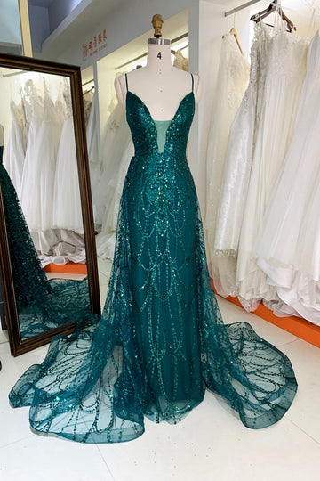 Trendy Ink Blue Spaghetti-Straps Sheath Prom Gown JTR024