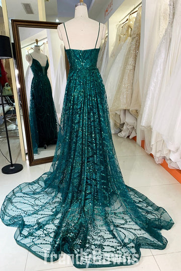 Trendy Ink Blue Spaghetti-Straps Sheath Prom Gown JTR024