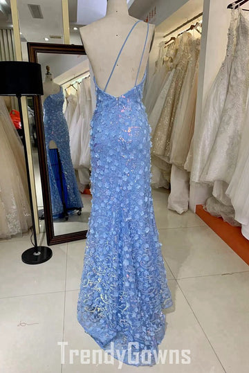 Trendy Blue One Shoulder Sheath Prom Gown JTR034