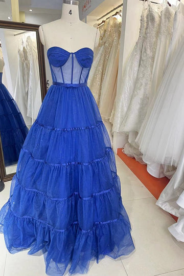 Trendy Blue Junior Princess Prom Gown JTR038