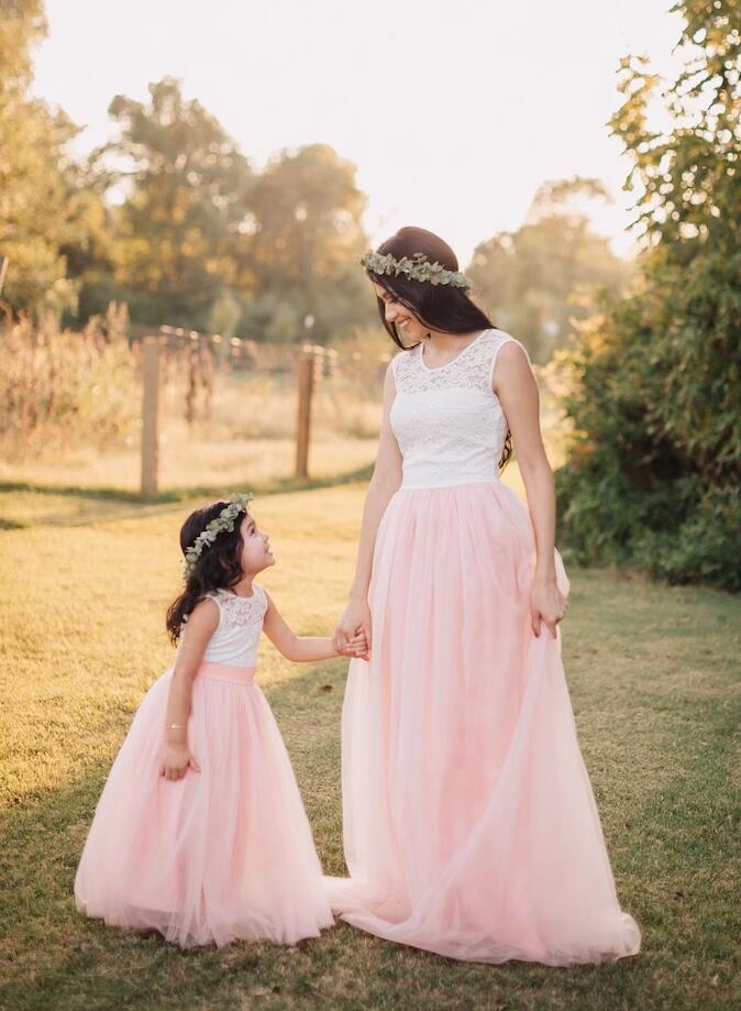 Pink Mother Daughter Matching Formal Dress MGD024
