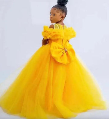 Yellow Puffy Mother Daughter Matching Formal Dress MGD102