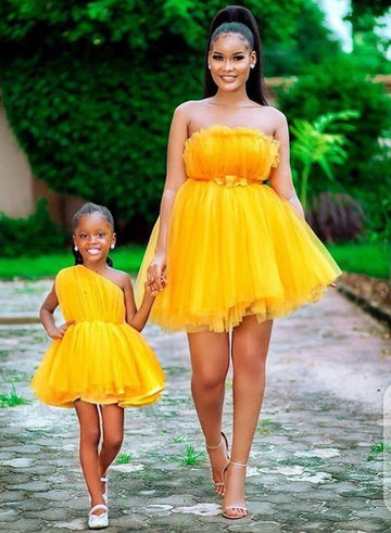 Yellow Mother Daughter Matching Gowns MGD111
