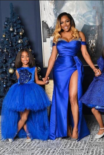 Royal Blue Mother Daughter Matching Gowns MGD112 Royal Blue Mother Daughter Matching Gowns MGD112