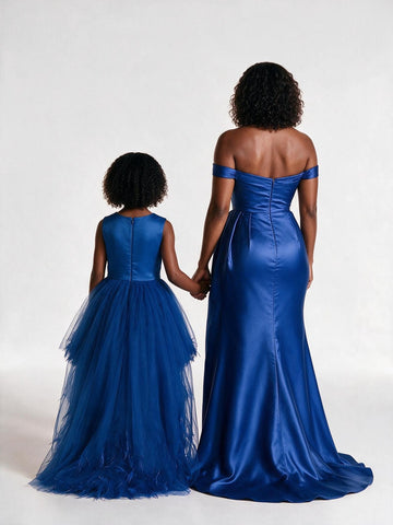Royal Blue Mother Daughter Matching Gowns MGD112