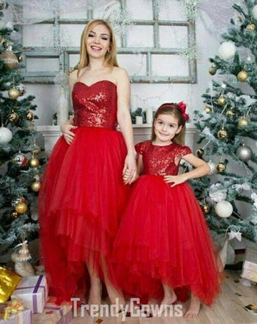 Red Sequin Mother Daughter Matching Gowns MGD147