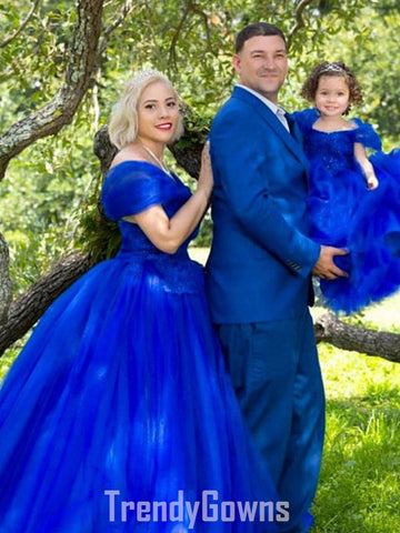 Royal Blue Ball Gown Tulle Mother Daughter Matching Gowns MGD158