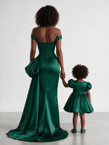 Dark Green Mother Daughter Matching Gowns MGD166