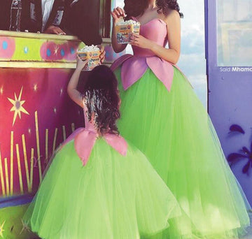 Pink & Green Mommy and Me Matching Party Gowns MGD184