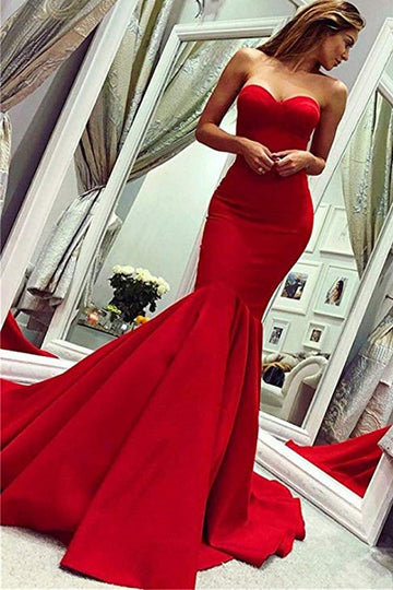 Red Mermaid Sweetheart Evening Dress JTE005