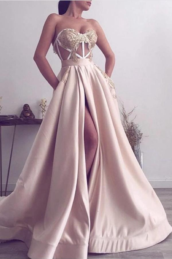 Sexy Pink Satin Prom Dress JTE025