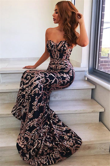 Lace Appliques Open Back Mermaid Evening Gown JTE098
