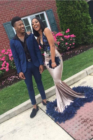 Mermaid V-Neck Straps Prom Dress JTE140