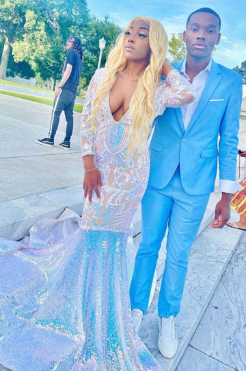 Long Sleeves Mermaid Charming Evening Gown JTE191