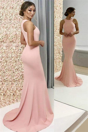 Pink Halter Popular Mermaid Evening Gowns JTE209