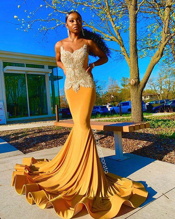 Yellow Beading Sparkle Crystal Fit Flare Evening Gowns JTE371