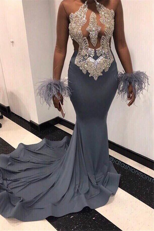 Trendy Beads Appliques Mermaid Evening Gowns JTE373
