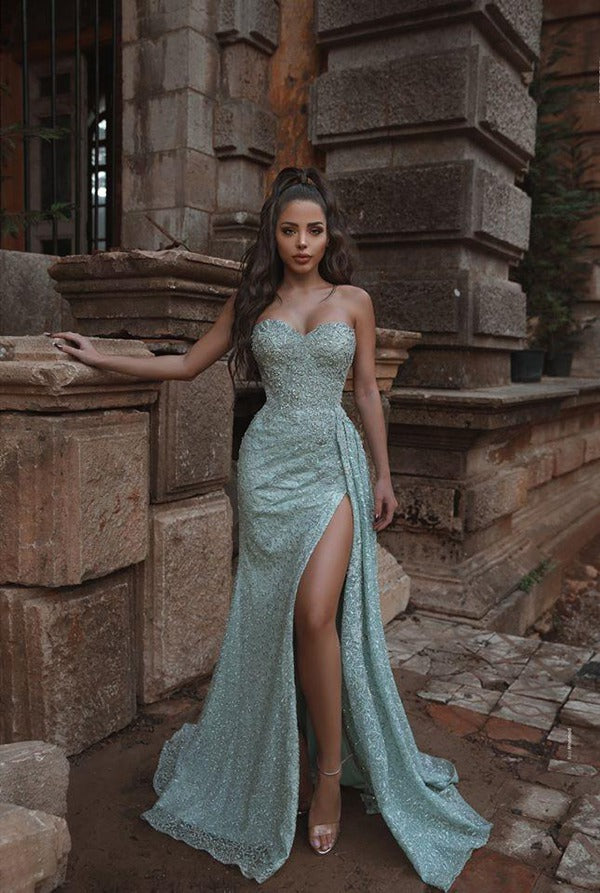 Trendy Sweetheart Split A-Line Evening Gown JTE454