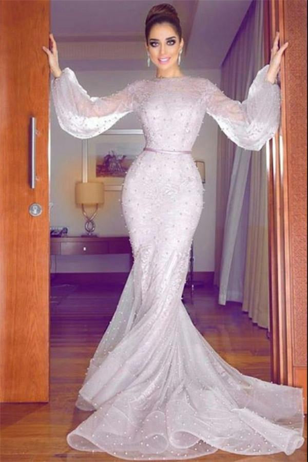 Bubble Long Sleeves Mermaid Evening Gown JTE490