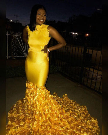 Trendy Plus Size Yellow Mermaid Evening Gown JTE611