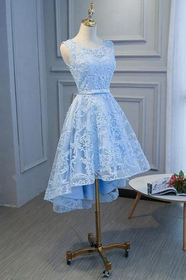 Light Blue High Low Prom Dress JTRE002