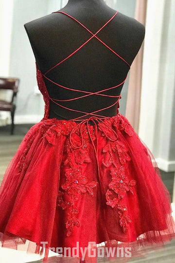 Trendy Lace Short Junior Homecoming Dress JTRE014
