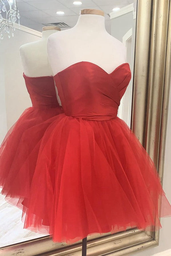 Trendy Red Sweetheart Simple Junior Short Prom Dress JTRE035