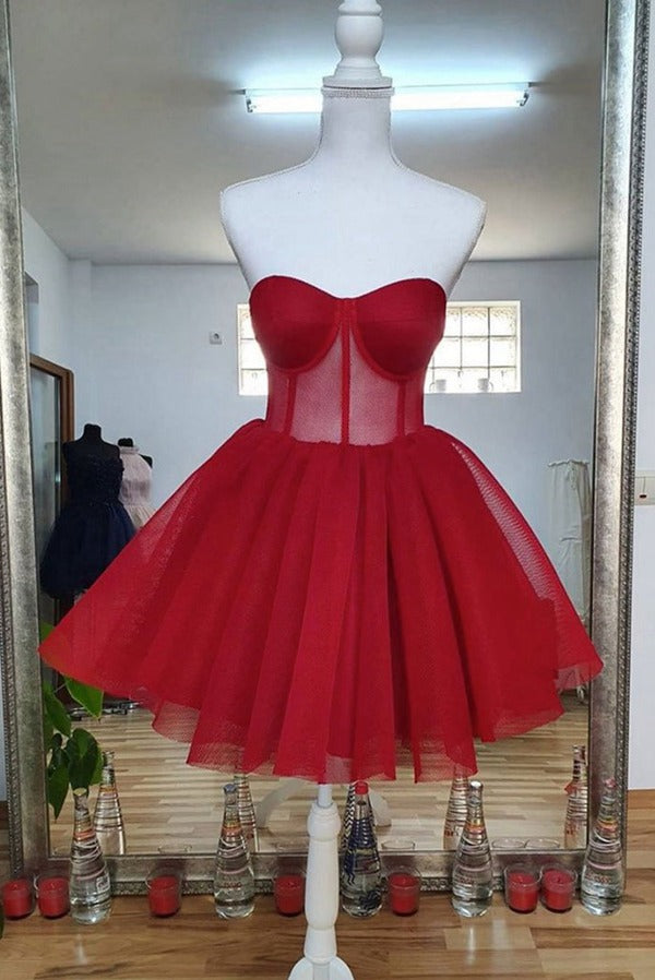Trendy Red Sweetheart Junior Short Prom Dress JTRE038