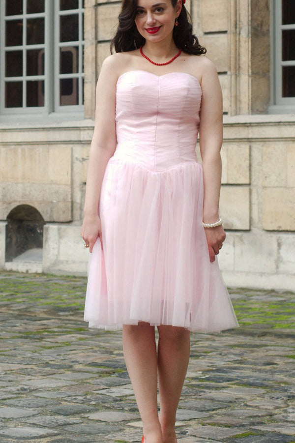 Pink Sweetheart Knee Length Short Prom Dress JTSH002