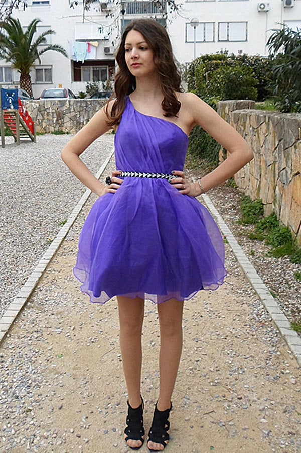 Trendy Juniors One Shoulder Short Prom Dress JTSH011