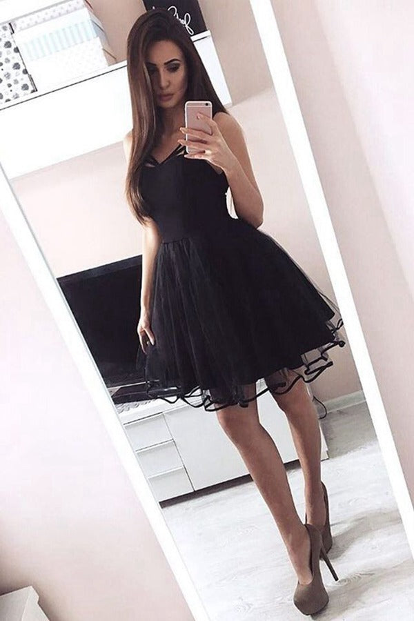 Trendy Little Black Junior Short Prom Dress JTSH032
