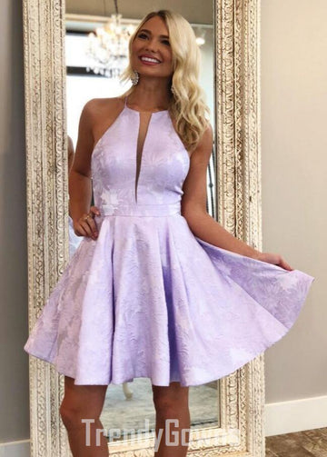 Trendy Halter Lilac Junior Short Prom Dress JTSH043