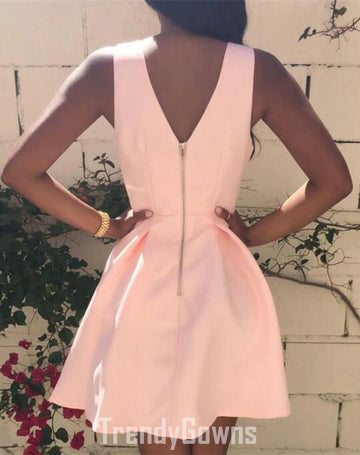 Trendy Pink V Neck Junior Short Prom Dress JTSH055