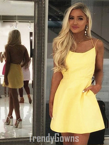 Trendy Short Yellow Junior Homecoming Dress JTSH058