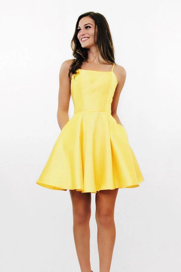 Trendy Junior Yellow Short Prom Dress JTSH080