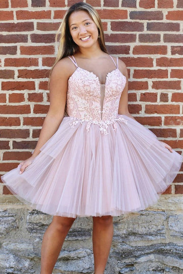 Trendy Pink Plus Size Junior Short Prom Dress JTSH144