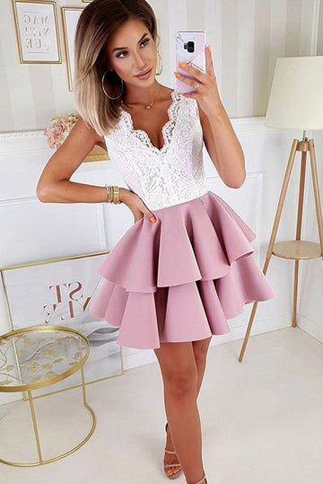 Trendy Lace Formal Short Homecoming Dress JTSH156