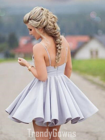 Trendy V Neck Gray Junior Short Prom Dress JTSH168