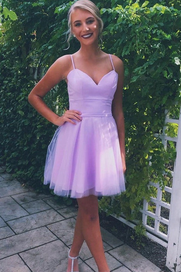 Trendy Sweetheart Straps Purple Junior Short Prom Dress JTSH171