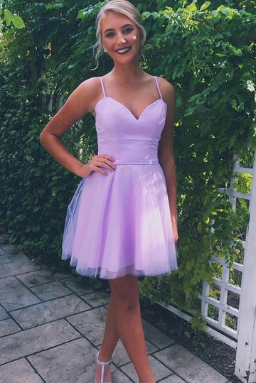 Trendy Sweetheart Straps Purple Junior Short Prom Dress JTSH171