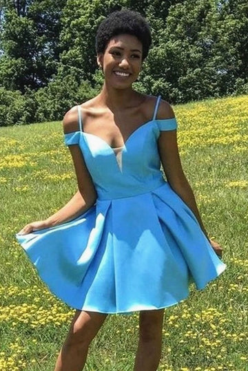 Trendy Black Girls Junior Blue Short Prom Dress JTSH176