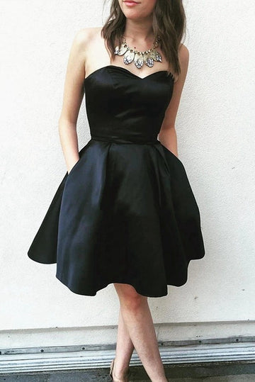 Trendy Sweetheart Junior Black Short Prom Dress JTSH181