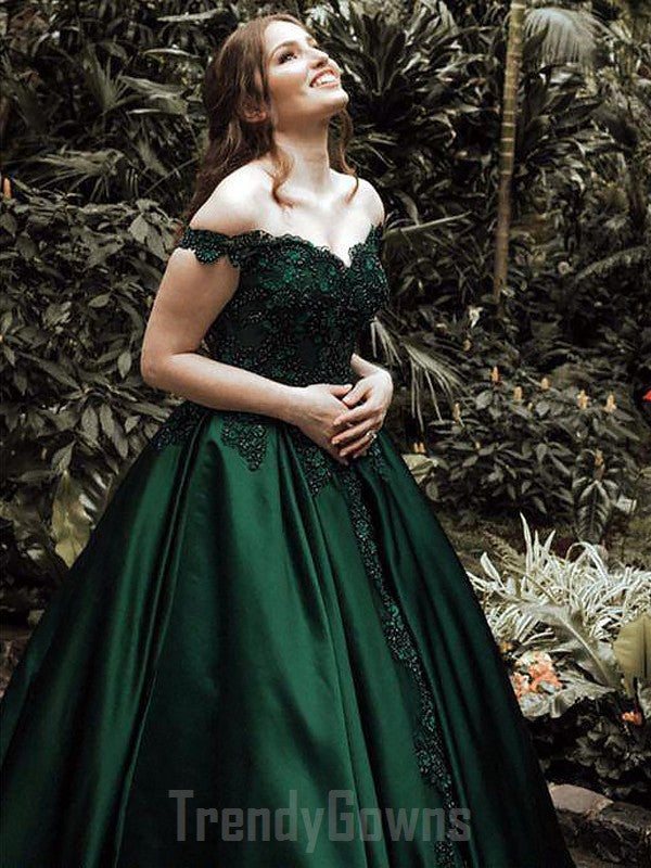 green junior prom dresses prom dresses junior prom Emerald Green A-line Satin Long Prom Dress Lace-up Back Junior
