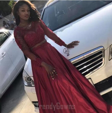 Burgundy Two Piece Junior Prom Dress GTEEN030